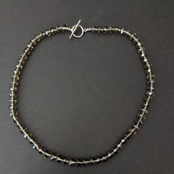 Faceted smoke glass beaded necklace - Picture 6 of 11